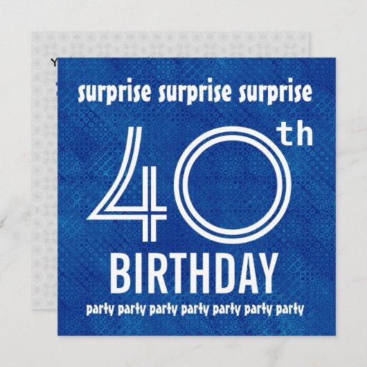 第40誕生会の青い白H421を驚かして下さい 招待状 (正面/裏面)