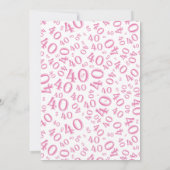 第40誕生会の、ピンクまたは白い数パターン 招待状 (裏面)