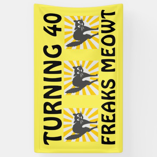 第40誕生日おもしろいなCATの旗 横断幕 (縦)