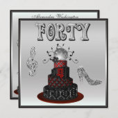 第40誕生日のディスコの花型女性歌手のケーキの輝きのハイヒール 招待状 (正面/裏面)