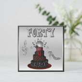 第40誕生日のディスコの花型女性歌手のケーキの輝きのハイヒール 招待状 (スタンド正面)