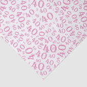 第40誕生日のピンクおよび白い数パターン 薄葉紙 (詳細)