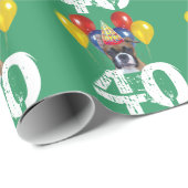 第40誕生日のボクサー犬の緑のギフトの包装紙 ラッピングペーパー (ロールコーナー)