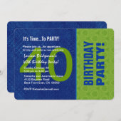 第40誕生日のモダンで青および緑B40D 招待状 (正面/裏面)