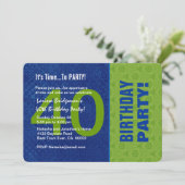 第40誕生日のモダンで青および緑B40D 招待状 (スタンド正面)