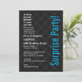 第40誕生日のモダンで黒い青Z521を驚かして下さい 招待状 (スタンド正面)