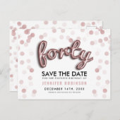 第40誕生日の保存日付のばら色の金ゴールドの気球 案内ポストカード (正面/裏面)