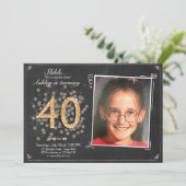 第40誕生日の招待の黒板のヴィンテージを驚かして下さい 招待状 (スタンド正面)