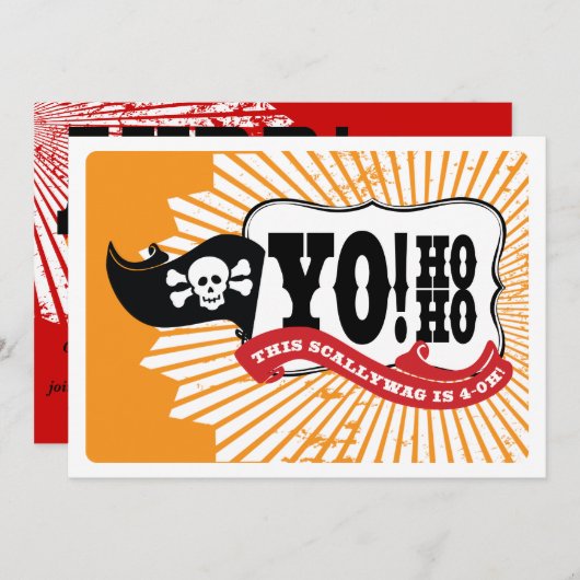 第40誕生日の海賊パーティの招待状- Yo Ho Ho 招待状 (正面/裏面)