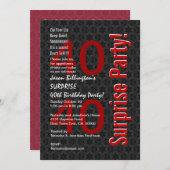 第40誕生日の白黒赤いF324を驚かして下さい 招待状 (正面/裏面)