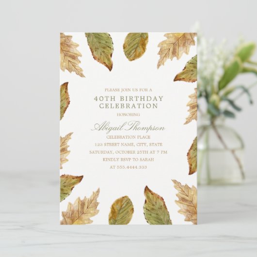 第40誕生日の素朴な紅葉の国のパーティー 招待状 (スタンド正面)