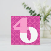 第40誕生日の膨大な数のショッキングピンク白いW977 招待状 (スタンド正面)