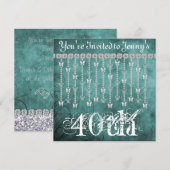 第40誕生日の蝶きらきら光るな招待状 招待状 (正面/裏面)