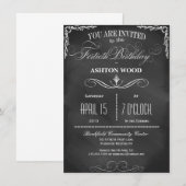 第40誕生日の黒板のタイポグラフィのパーティーの招待 招待状 (正面/裏面)