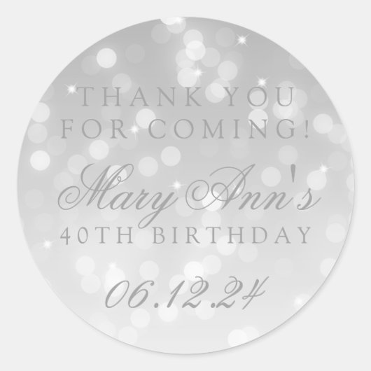 第40誕生日は銀製の《写真》ぼけ味の輝きライト感謝していしています ラウンドシール (正面)