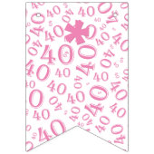 第40誕生日数パターンピンクおよび白 バンティングフラッグ (第1の旗)