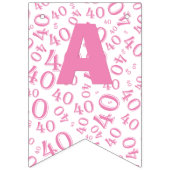 第40誕生日数パターンピンクおよび白 バンティングフラッグ (第3の旗)