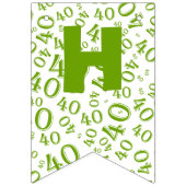 第40誕生日数パターン緑および白 バンティングフラッグ (第2の旗)