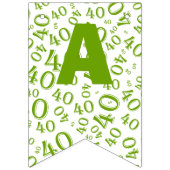 第40誕生日数パターン緑および白 バンティングフラッグ (第3の旗)