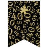 第40誕生日数パターン金ゴールドおよび黒 バンティングフラッグ (第1の旗)