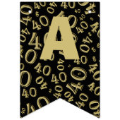 第40誕生日数パターン金ゴールドおよび黒 バンティングフラッグ (第3の旗)