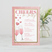 第40誕生日|ピンクのシャンペン 招待状 (スタンド正面)