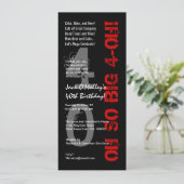 第40誕生日Ohそう大きい4 Oh赤く黒く高いW1482 招待状 (スタンド正面)