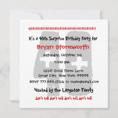 第40驚きの誕生会の黒の赤い白 招待状 (裏面)