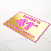 第41回バースデーはっきりしたタパーティー – おもしろい、ピンクストライプ色41 箔招待状 (回転した状態)