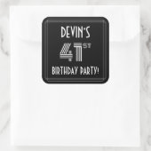 第41回バースデーパーティー:アールデコスタイルと名前をカスタムする スクエアシール (バッグ)