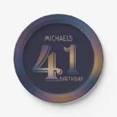 第41回モダンダークパープルと金ゴールド ペーパープレート (正面)