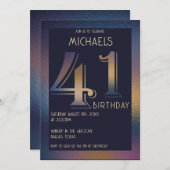 第41回モダンダークパープルと金ゴールド 招待状 (正面/裏面)