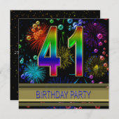 第41回誕生日パーティー招待（バブル付き） 招待状 (正面/裏面)