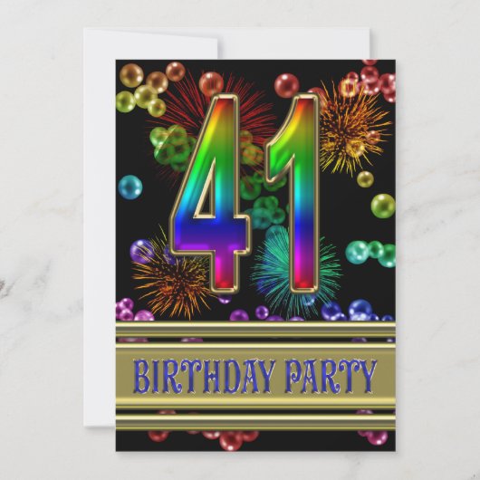 第41回誕生日パーティー招待(バブル付き) 招待状 (正面)
