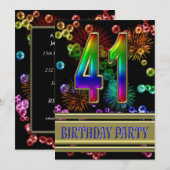 第41回誕生日パーティー招待(バブル付き) 招待状 (正面/裏面)