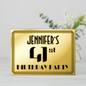 第41回誕生日パーティー:アールデコの外観"41"と名前 箔招待状 (立ち正面)