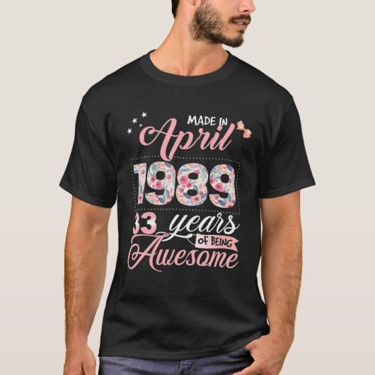 第41回誕生日フローラ贈り生まれ物4月2018 Tシャツ (正面)