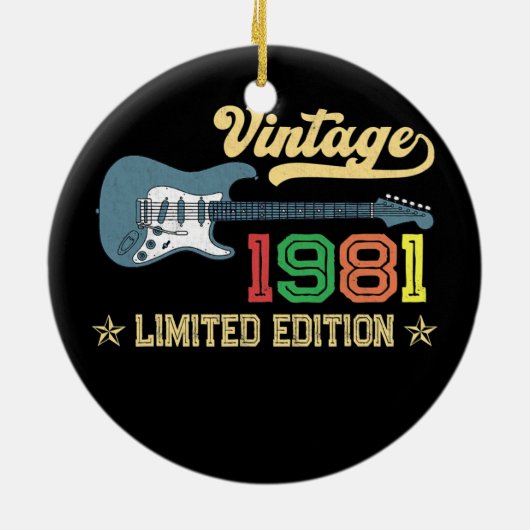 第41誕生日ギフト女男性へ性ギター愛好家 セラミックオーナメント (裏面)