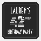 第42回バースデーパーティー:アールデコスタイルと名前をカスタムする スクエアシール (正面)