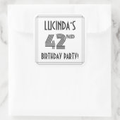 第42回バースデーパーティー:アールデコスタイル+名前をカスタムする スクエアシール (バッグ)