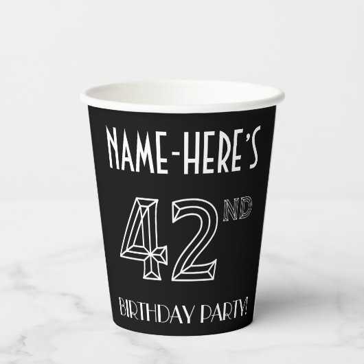第42回バースデーパーティー：アールデコスタイル+名前をカスタムする 紙コップ (裏面)