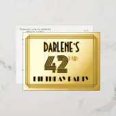 第42回バースデーパーティー~アールデコスタイル"42" +名前F 箔招待状ポストカード (正面/裏面)