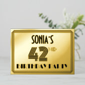 第42回バースデーパーティー – アールデコスタイル「42」 & Name 箔招待状 (立ち正面)