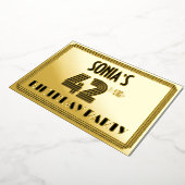 第42回バースデーパーティー – アールデコスタイル「42」 & Name 箔招待状 (回転した状態)