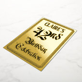 第42回バースデーパーティー – エレガント脚本+名前をカスタムする 箔招待状 (回転した状態)