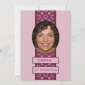 第42回誕生日パーティーの招待写真と名前 招待状 (正面)