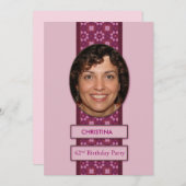 第42回誕生日パーティーの招待写真と名前 招待状 (正面/裏面)