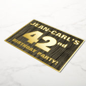第42回誕生日パーティーはっきりした:,木目フェイク模様 箔招待状 (回転した状態)