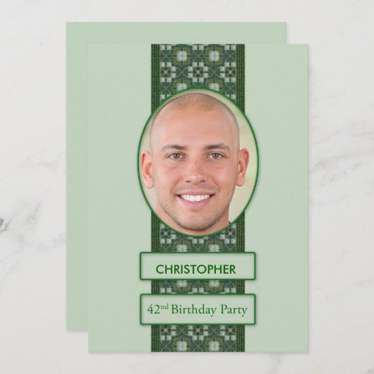 第42回誕生日パーティー招待写真+名前 招待状 (正面/裏面)
