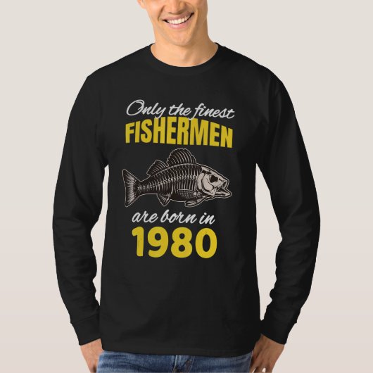 第42回誕生日漁民生まれは1980年魚釣り Tシャツ (正面)